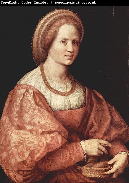 Jacopo Pontormo Portrat einer Dame mit Spindelkorbchen